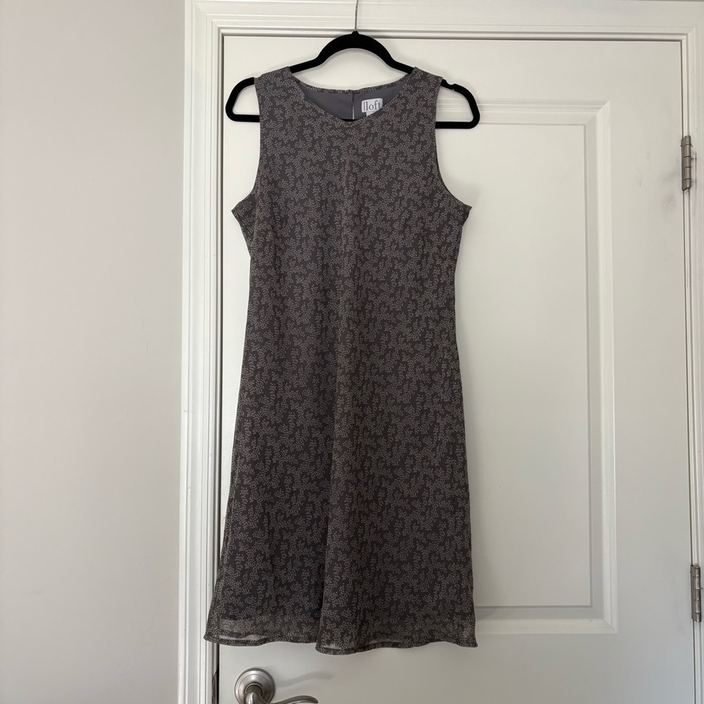 Ann Taylor Loft Women’s Vintage Charcoal Patterned Sleeveless Midi Dress